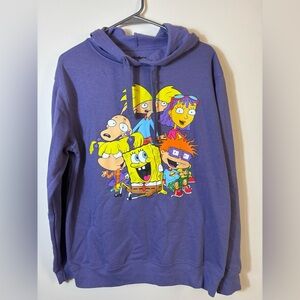 Nickelodeon Purple Hoodie with Cartoon Characters
